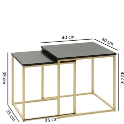 Outlet Wohnen Quadratische Tische 35x35 40x40 - Mialan (zweiteilig)
