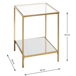 New Wohnen Quadratischer Beistelltisch aus Klarglas - Clair