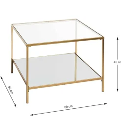 New Wohnen Quadratischer Beistelltisch aus Klarglas - Clair