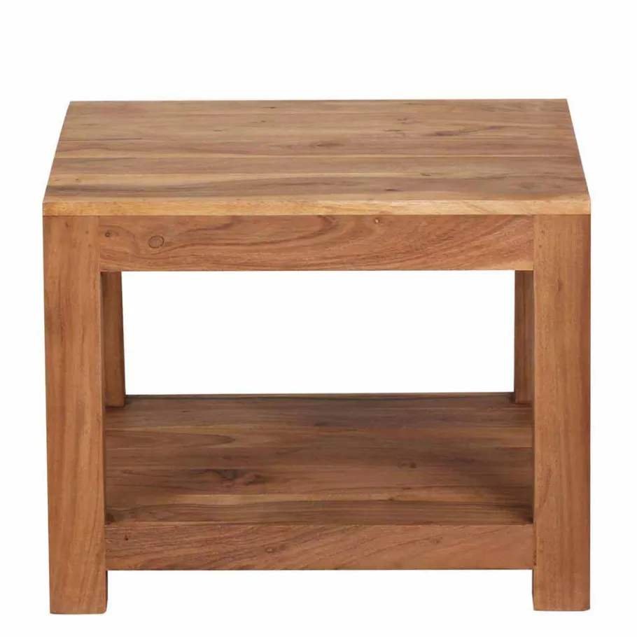 Online Wohnen Quadratischer Couchtisch Vislan aus Holz naturbelassen Akazie massiv