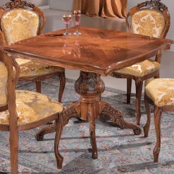 Hot Wohnen Quadratischer Esstisch im Barock Stil Magari mit Nussbaum Furnier