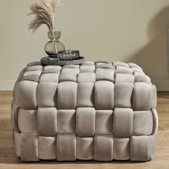 Sale Wohnen Quadratischer Hocker in Flechtoptik - Malivia