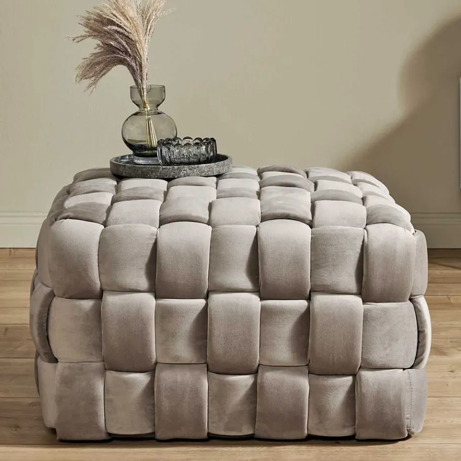 Sale Wohnen Quadratischer Hocker in Flechtoptik - Malivia