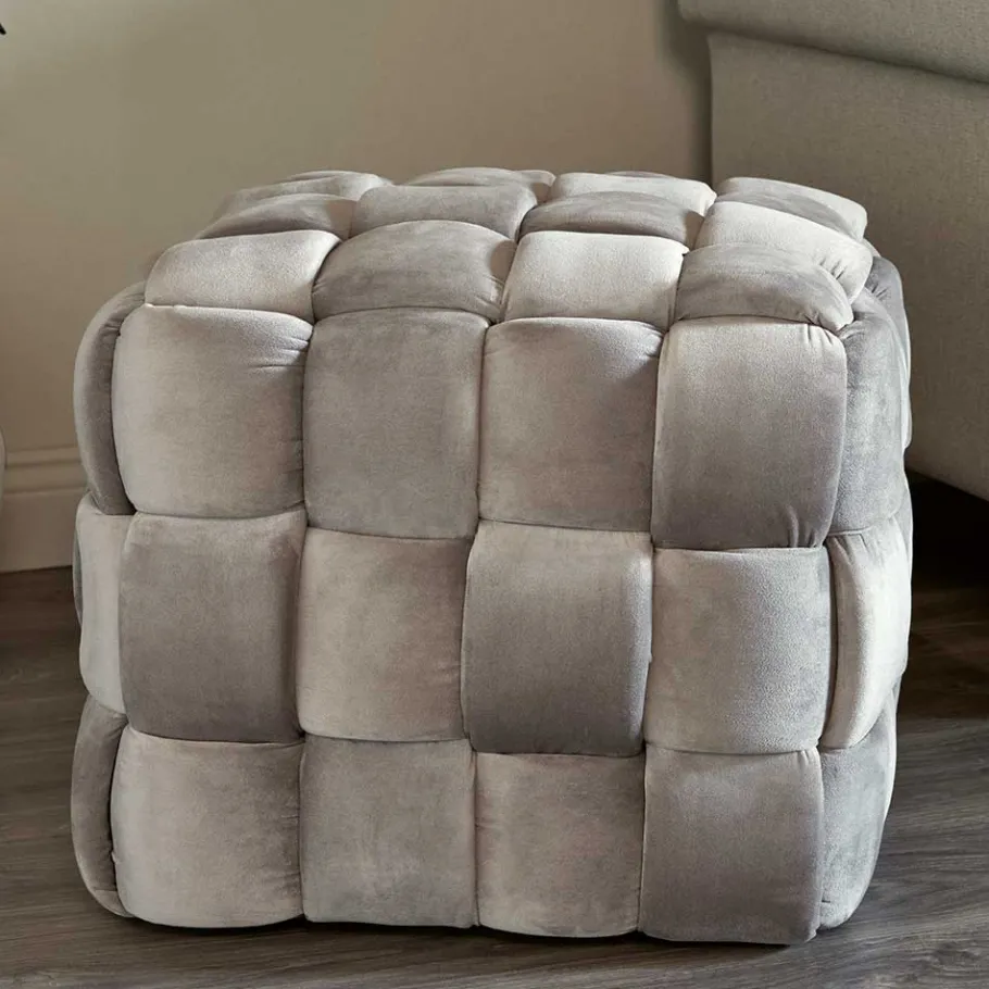 Sale Wohnen Quadratischer Hocker in Flechtoptik - Malivia