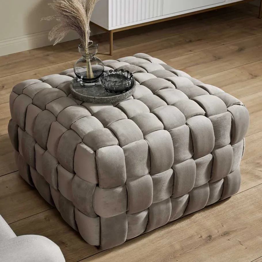Sale Wohnen Quadratischer Hocker in Flechtoptik - Malivia