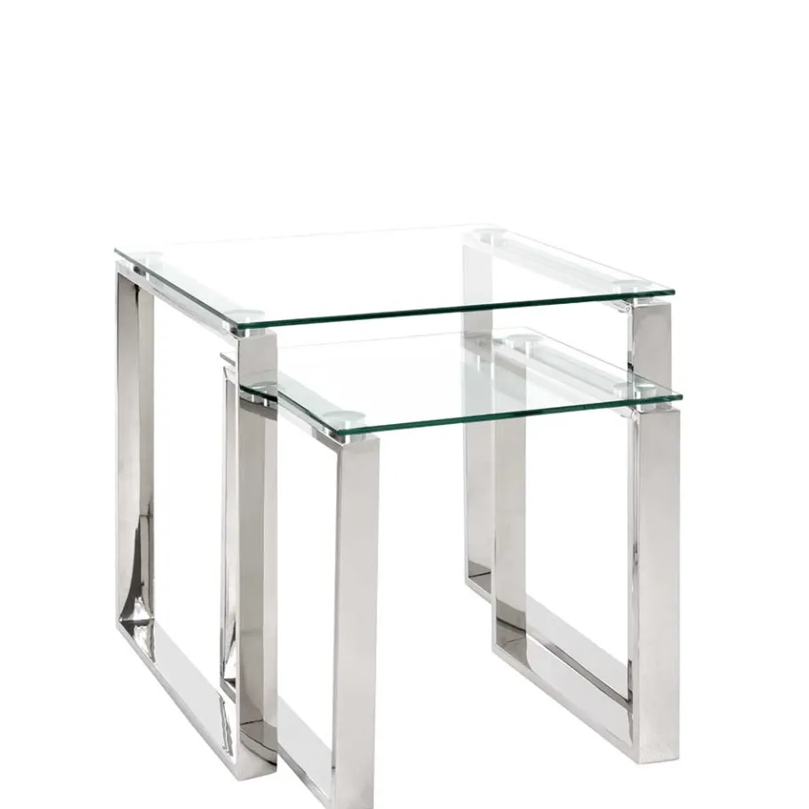 New Wohnen Quadratischer Satztisch aus Glas - Gatria (zweiteilig)