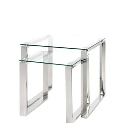 New Wohnen Quadratischer Satztisch aus Glas - Gatria (zweiteilig)
