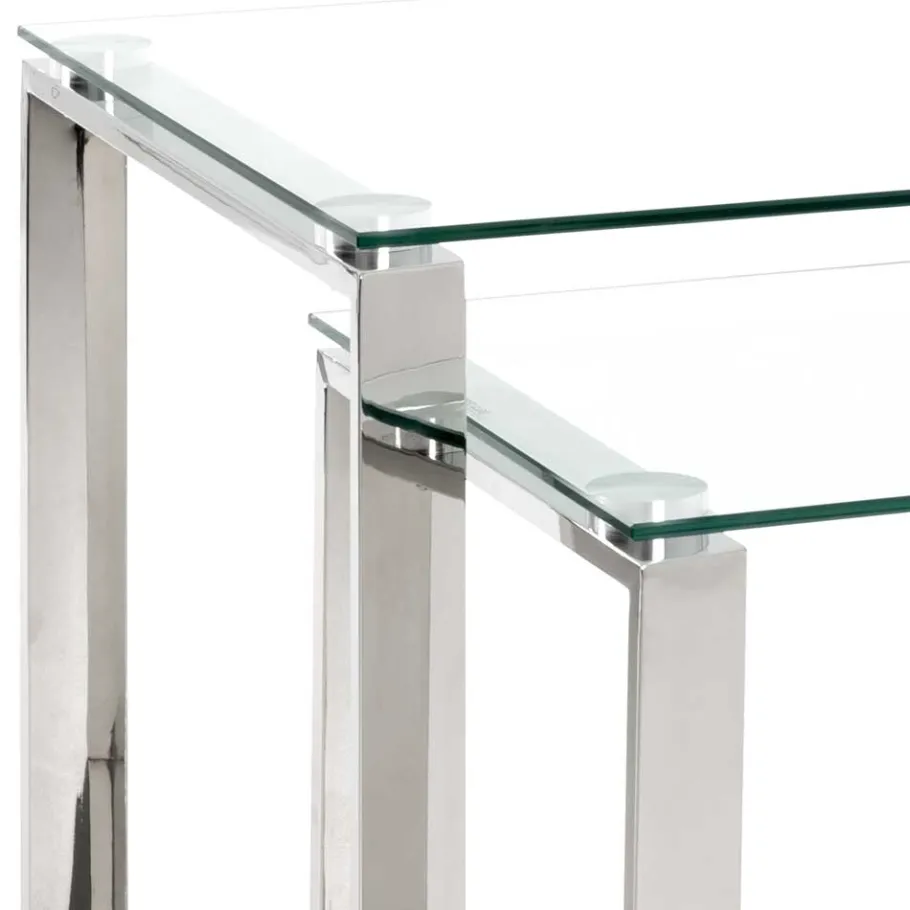New Wohnen Quadratischer Satztisch aus Glas - Gatria (zweiteilig)