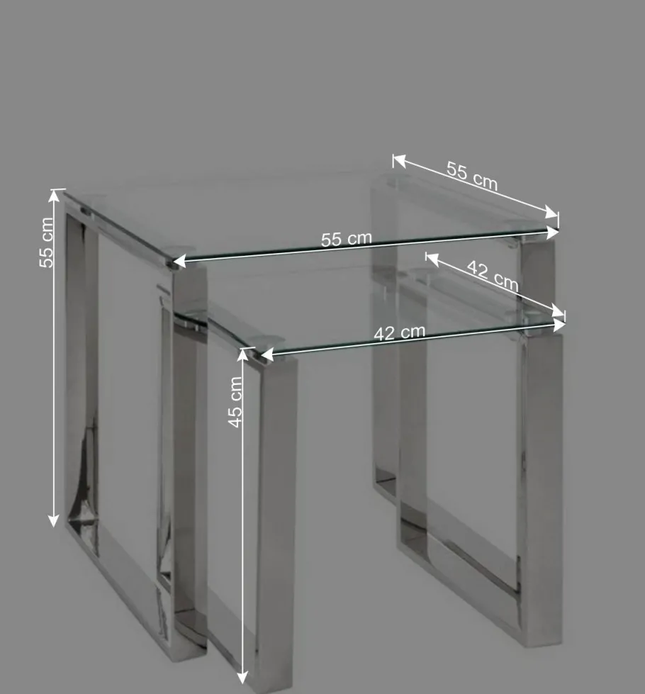 New Wohnen Quadratischer Satztisch aus Glas - Gatria (zweiteilig)