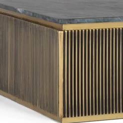 New Wohnen Quadratischer Wohnzimmertisch mit Marmorplatte - Hayato