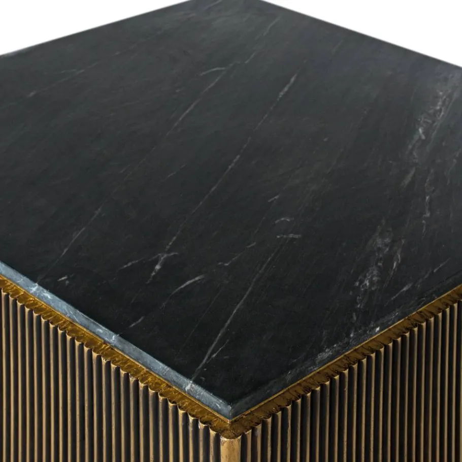 New Wohnen Quadratischer Wohnzimmertisch mit Marmorplatte - Hayato