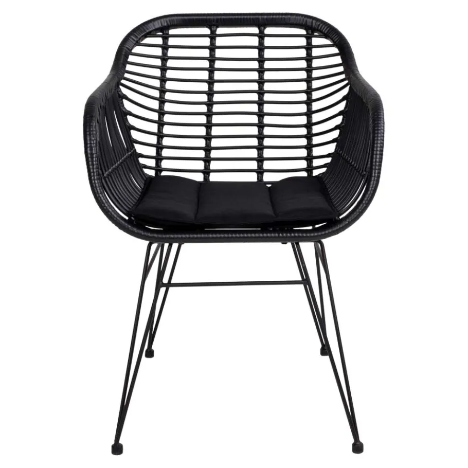 Clearance Wohnen Rattan Armlehnstühle in Schwarz - Lucya (2er Set)
