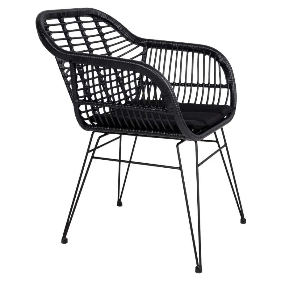 Clearance Wohnen Rattan Armlehnstühle in Schwarz - Lucya (2er Set)