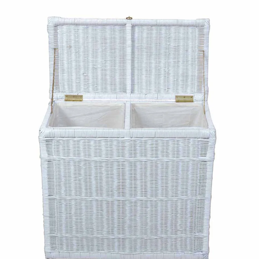 New Wohnen Rattan Geflecht Wäschetruhe mit 2 Kammern - Gulica
