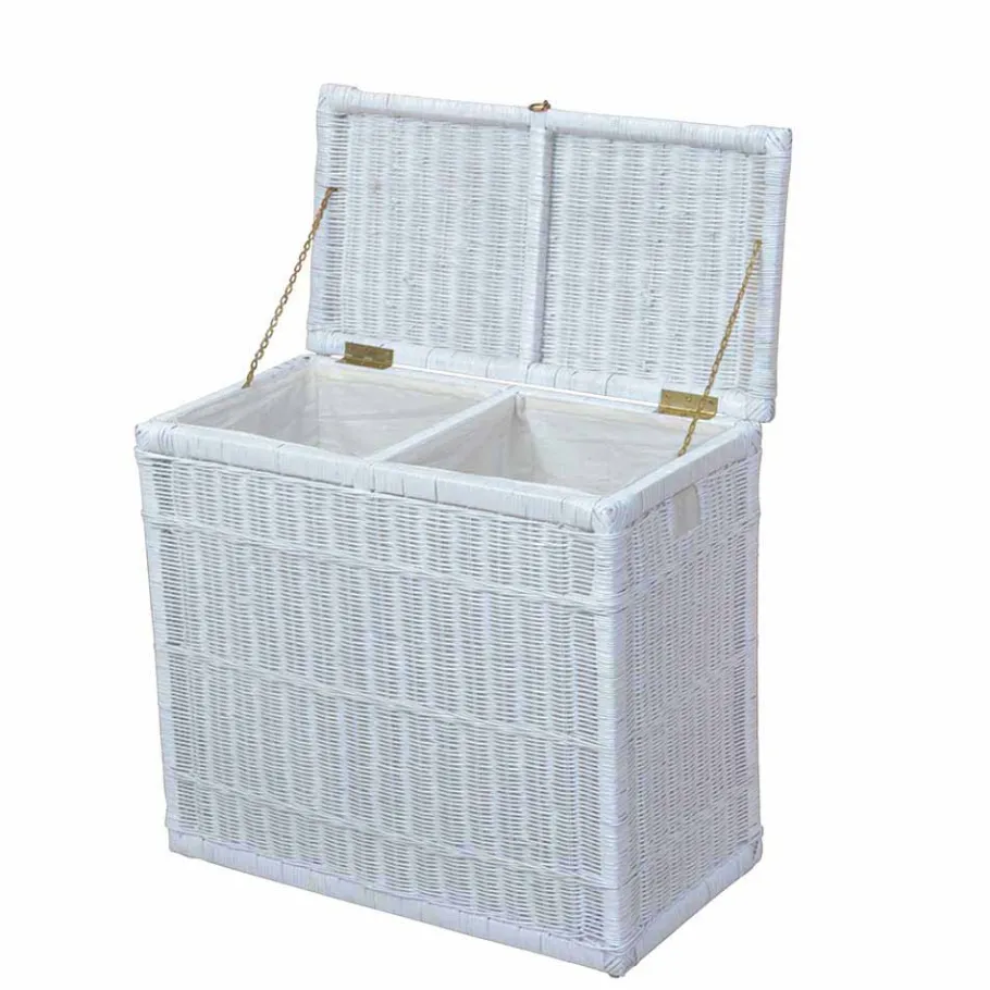 New Wohnen Rattan Geflecht Wäschetruhe mit 2 Kammern - Gulica