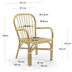 Outlet Wohnen Rattan Kinderstühle mit 35 cm Sitzhöhe - Cigembas (2er Set)
