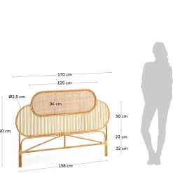 Hot Wohnen Rattan Kopfteil in Natur für Bett - Lucelo