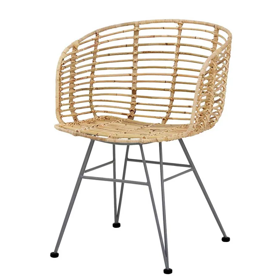 Best Wohnen Rattan Korbsessel mit Metallgestell - Levitanas (2er Set)
