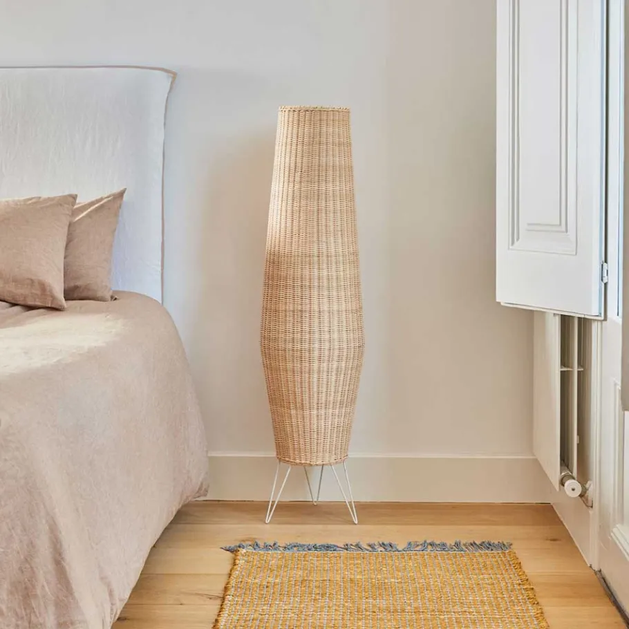 Best Wohnen Rattan Stehleuchte aus Geflecht in Beige - Abelonia