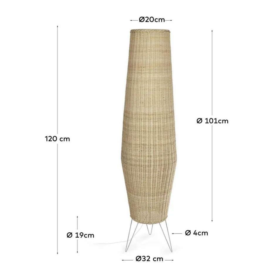 Best Wohnen Rattan Stehleuchte aus Geflecht in Beige - Abelonia