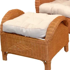 New Wohnen Rattansessel & Fußhocker Set - Nesaris (zweiteilig)
