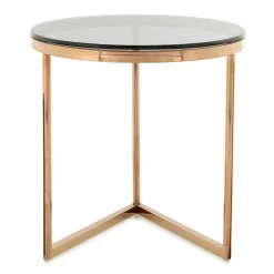 New Wohnen Rauchglas Beistelltisch mit Gestell in Rosegold - Shivan