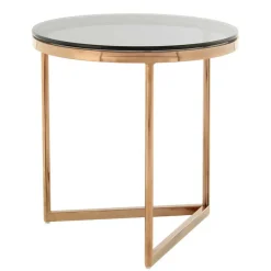 New Wohnen Rauchglas Beistelltisch mit Gestell in Rosegold - Shivan