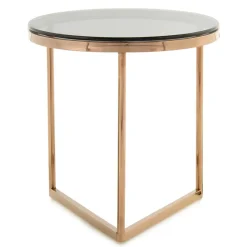 New Wohnen Rauchglas Beistelltisch mit Gestell in Rosegold - Shivan