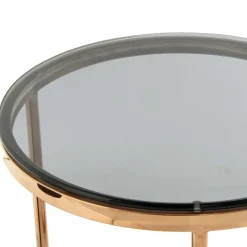 New Wohnen Rauchglas Beistelltisch mit Gestell in Rosegold - Shivan