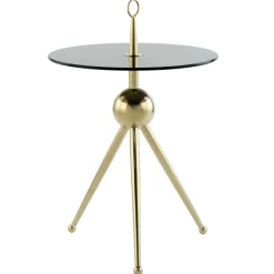 New Wohnen Rauchglas-Beistelltisch mit Drei-Bein-Gestell - Zirova