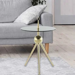 New Wohnen Rauchglas-Beistelltisch mit Drei-Bein-Gestell - Zirova
