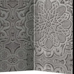 Wohnen Raumteiler mit Mandala Motiv in Grau - Sololos