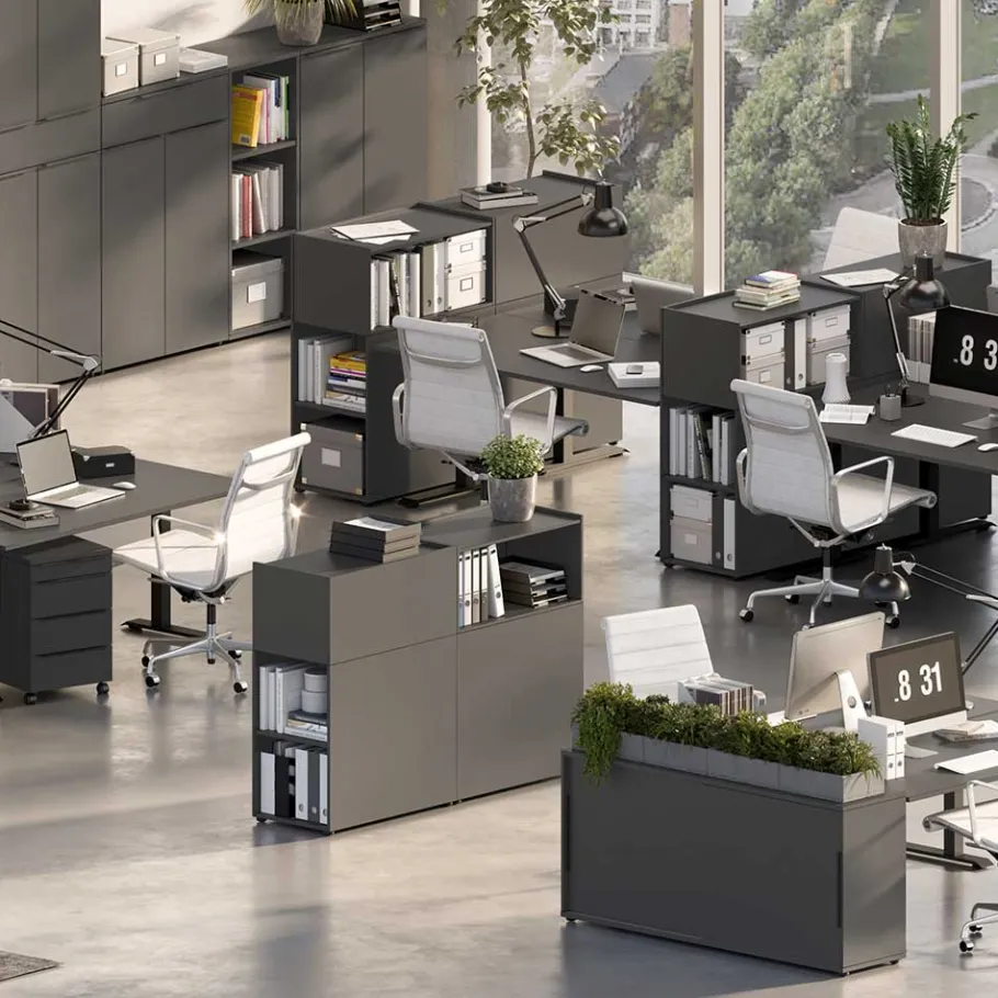 Outlet Wohnen Raumteiler Officeregal in Dunkelgrau - Tila