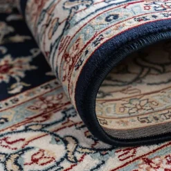 New Wohnen Rechteckiger Orient Teppich in Dunkelblau & Creme - Pandau