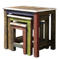 New Wohnen Recyclingholz Dreisatztisch Shabby Style - Joe (dreiteilig)
