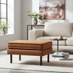 Sale Wohnen Recyclingleder Hocker in Cognac Braun - Sina