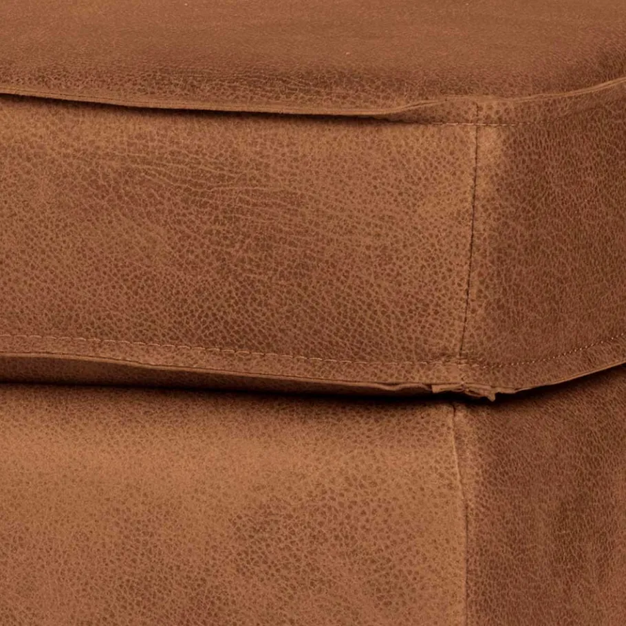 Sale Wohnen Recyclingleder Hocker in Cognac Braun - Sina
