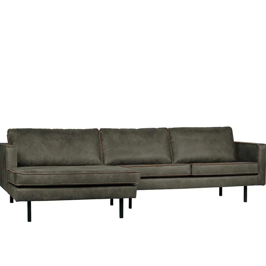New Wohnen Recyclingleder Sofaecke in Oliv Grün - Laconca