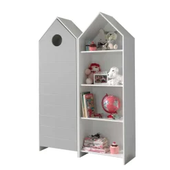 Outlet Wohnen Regal & Schrank in Weiß & Grau - Indefiva (zweiteilig)