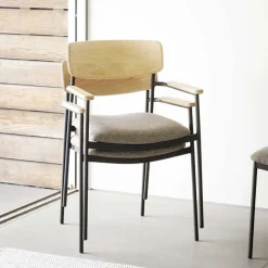 Outlet Wohnen Retro Armlehnenstühle mit Polstersitz - Neago (2er Set)