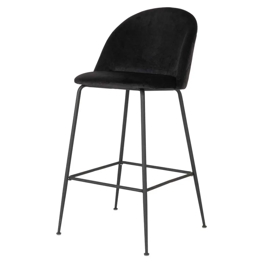 Sale Wohnen Retro Barstühle aus schwarzem Samt - Baltimoore (2er Set)