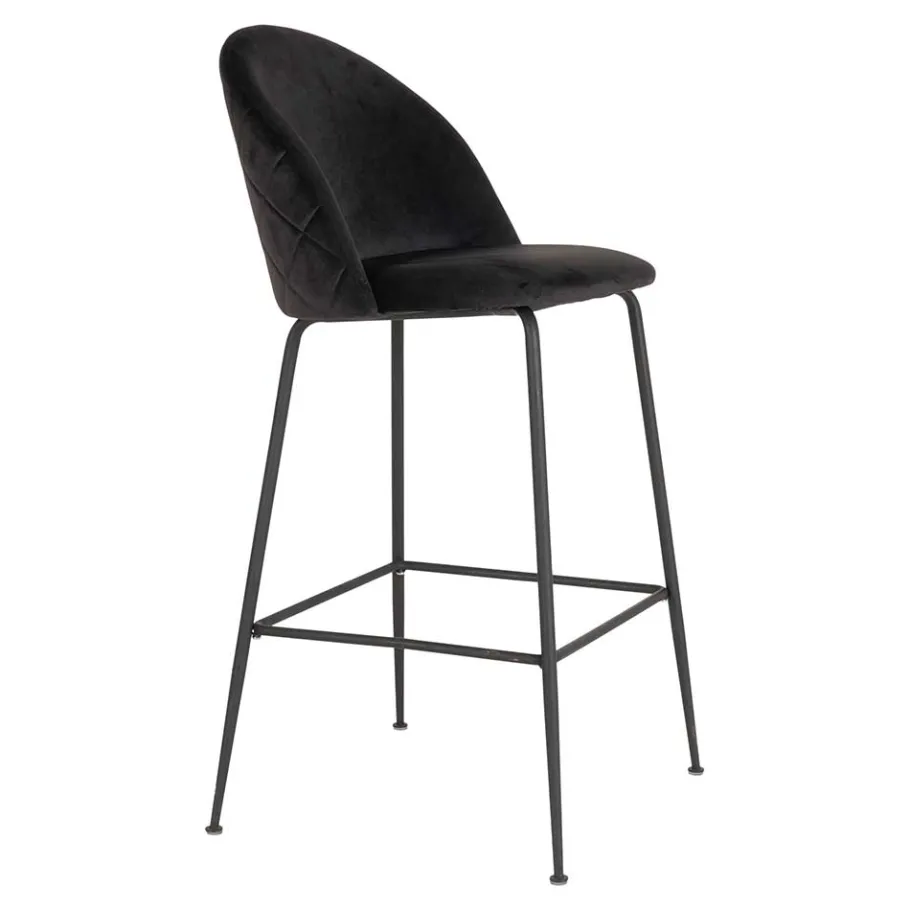 Sale Wohnen Retro Barstühle aus schwarzem Samt - Baltimoore (2er Set)