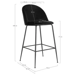Sale Wohnen Retro Barstühle aus schwarzem Samt - Baltimoore (2er Set)