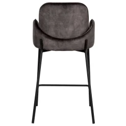 Best Wohnen Retro Barstuhl aus Velours Anthrazit - Vatros (2er Set)