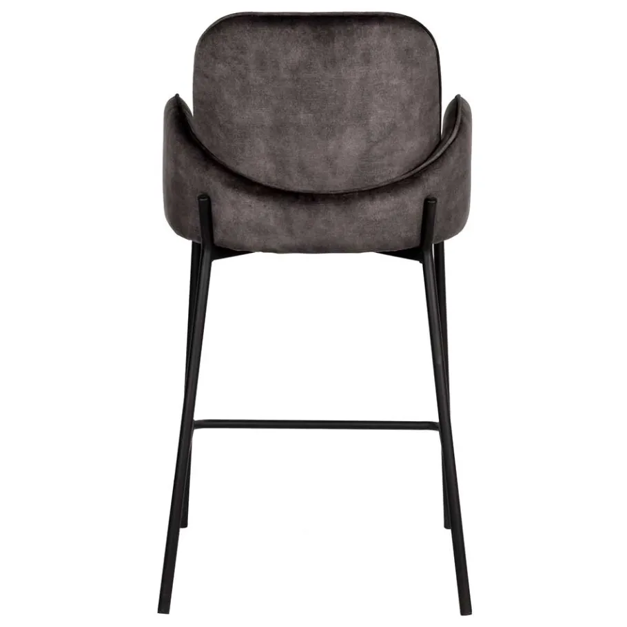 Best Wohnen Retro Barstuhl aus Velours Anthrazit - Vatros (2er Set)