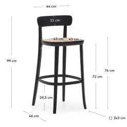 Sale Wohnen Retro Barstuhl mit Wiener Geflecht Sitz - Pulany (2er Set)