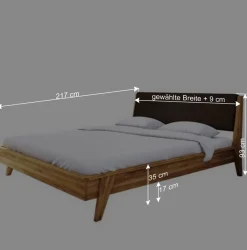 Wohnen Retro Bett aus Wildeiche 190cm lang - Hardus I (dreiteilig)
