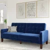 Hot Wohnen Retro Bettsofa in Blau Samt - Silvaria