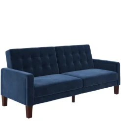 Hot Wohnen Retro Bettsofa in Blau Samt - Silvaria