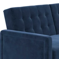 Hot Wohnen Retro Bettsofa in Blau Samt - Silvaria
